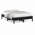 Cadre de lit double noir en pin massif rectangulaire 140 x 190 cm