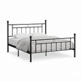 Cadre de lit double en acier noir 140 x 190 cm avec tête et pied de lit à barreaux
