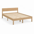 Cadre de lit double 140 x 190 cm chêne clair en bois massif avec sommier à lattes