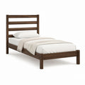 Lit simple avec cadre rectangulaire brun foncé en bois d'hévéa massif 90 x 190 cm