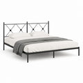 Cadre de lit double 140 x 190 cm noir en acier avec tête de lit ajourée