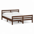 Cadre de lit double marron foncé en bois massif rectangulaire 160 x 200 cm