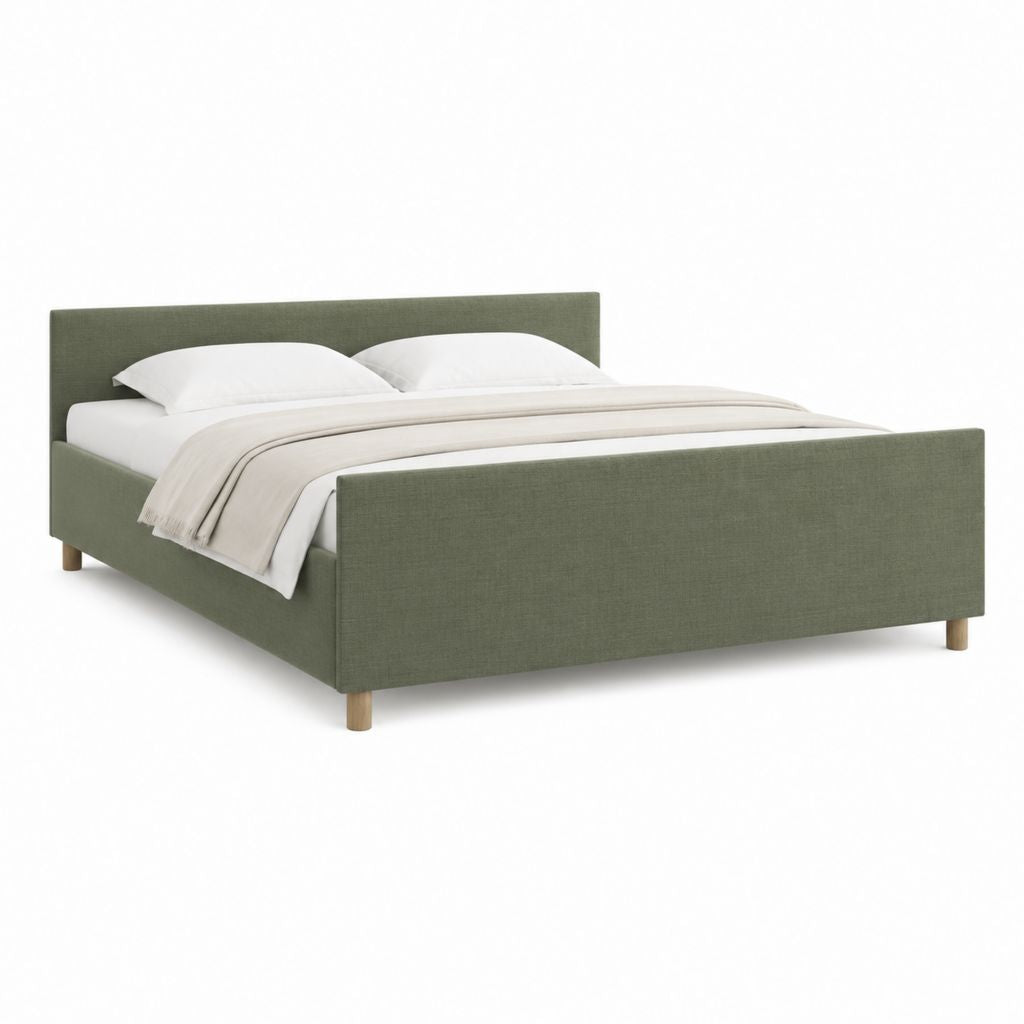 Lit double avec cadre de lit vert en polyester 160 x 200 cm