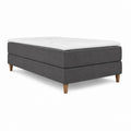 Ensemble lit boxspring rectangulaire gris en polyester avec matelas 160 x 200 cm